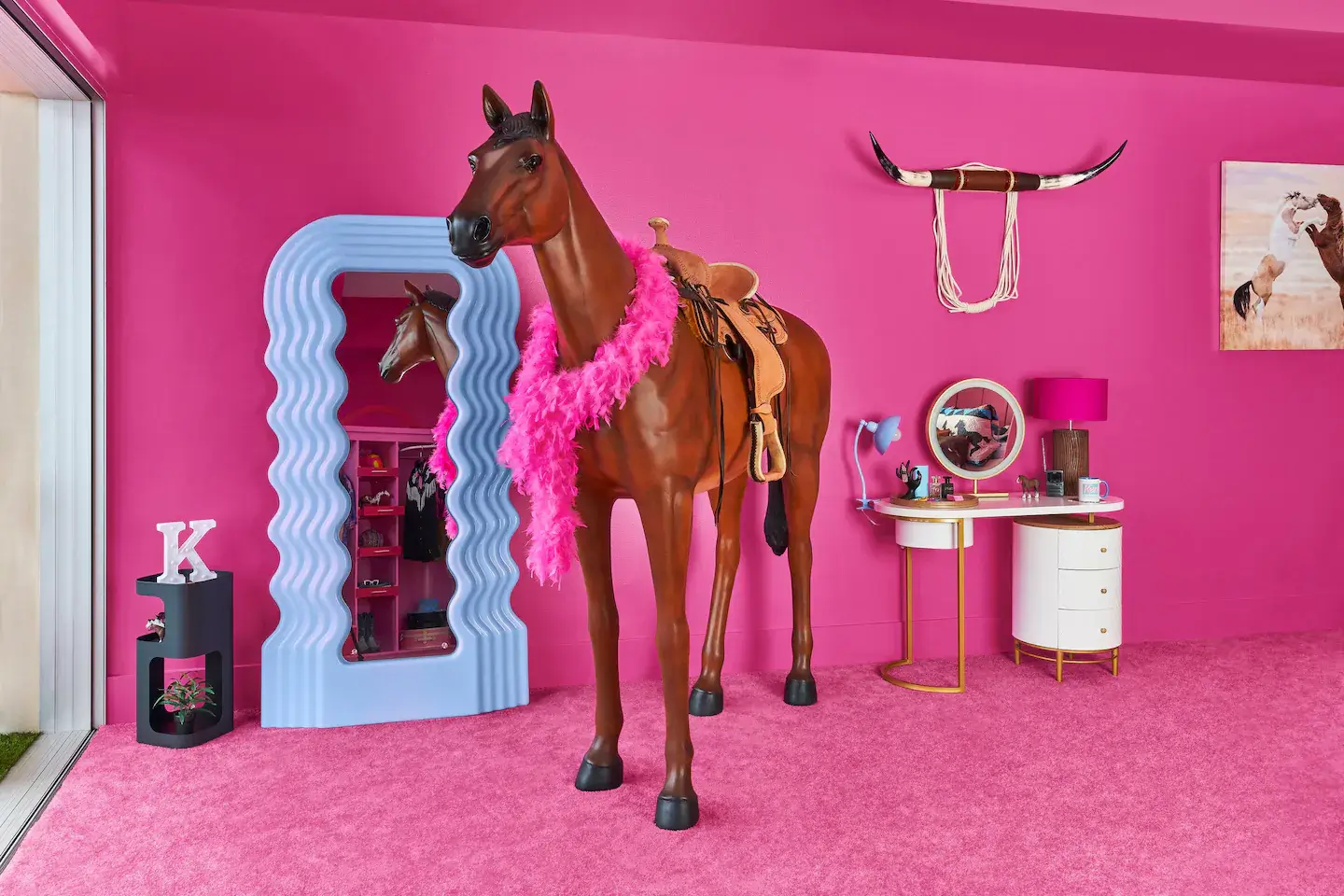 Stay in Barbie's Malibu DreamHouse - Ken's Way! 4 bedroom-horse-blue-mirror-barbie-house-airbnb-nordroom