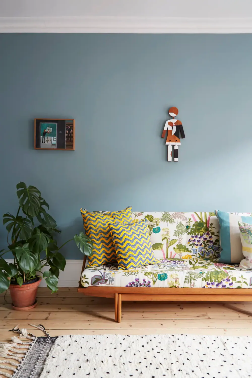 You Can Stay in This Colorful Design Apartment in Copenhagen 5 blue wall sitting room