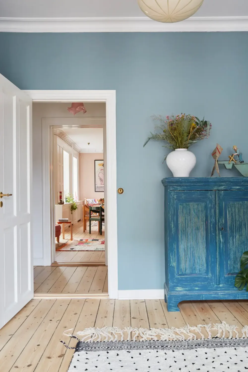 You Can Stay in This Colorful Design Apartment in Copenhagen 7 blue walls living room