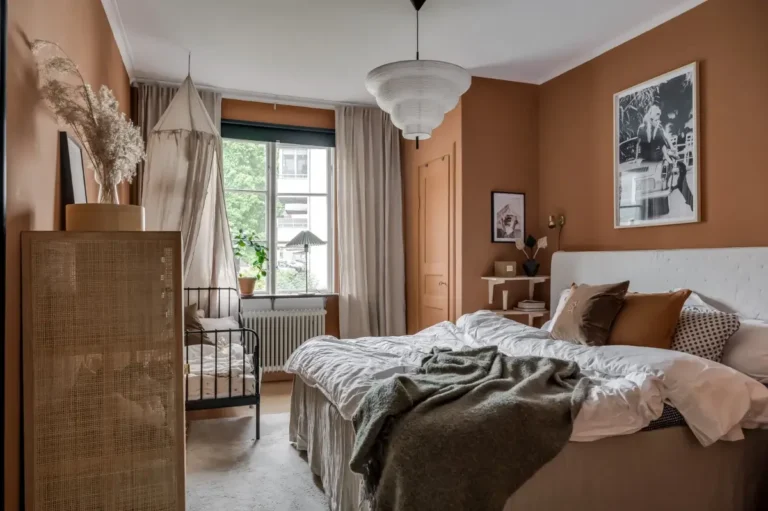 brown bedroom with crib pantone color of the year 2025 mocha mousse nordroom