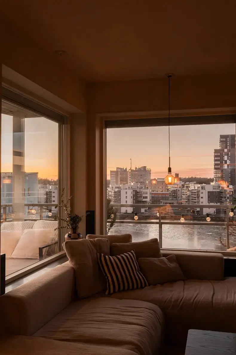 corner sofa large window