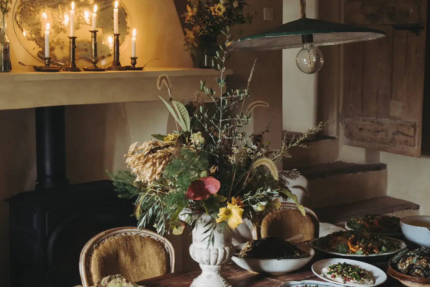 Provencal Maison Aumône is the Perfect French Country House 4 fireplace-flowers-dining-room-french-country-house-nordroom