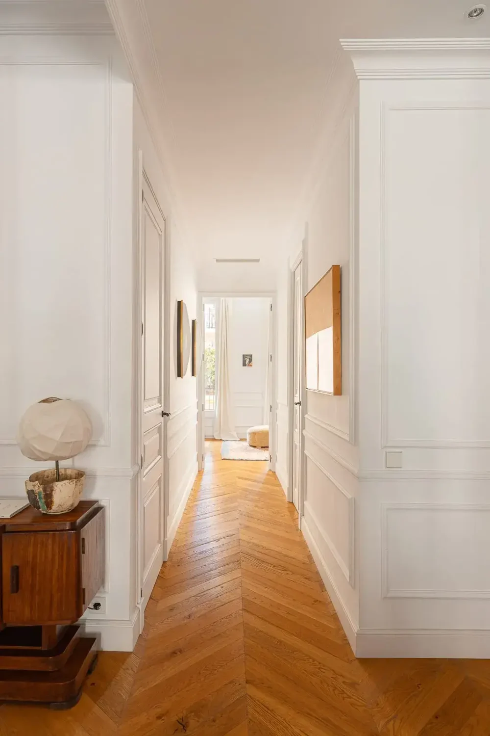 Contemporary Design in a Renovated Barcelona Apartment 6 hall chevron floor