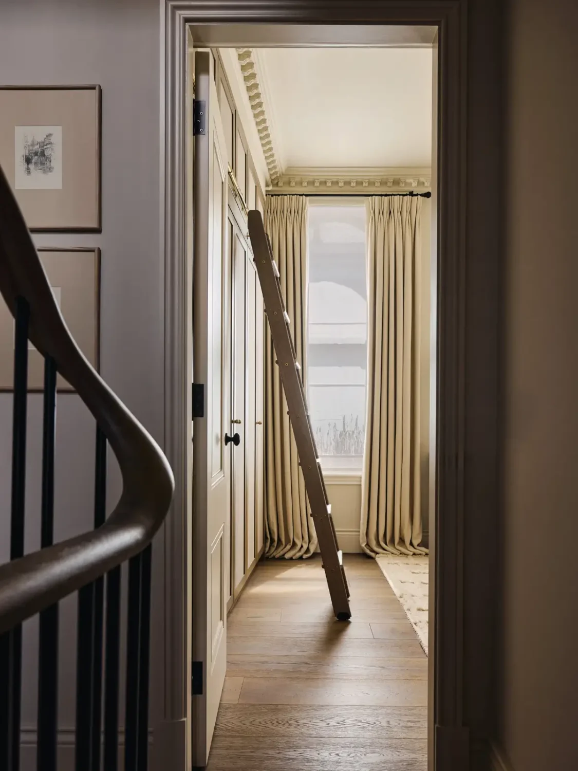 Luxurious Interiors in a Victorian Townhouse in Chelsea 16 hall view into bedroom