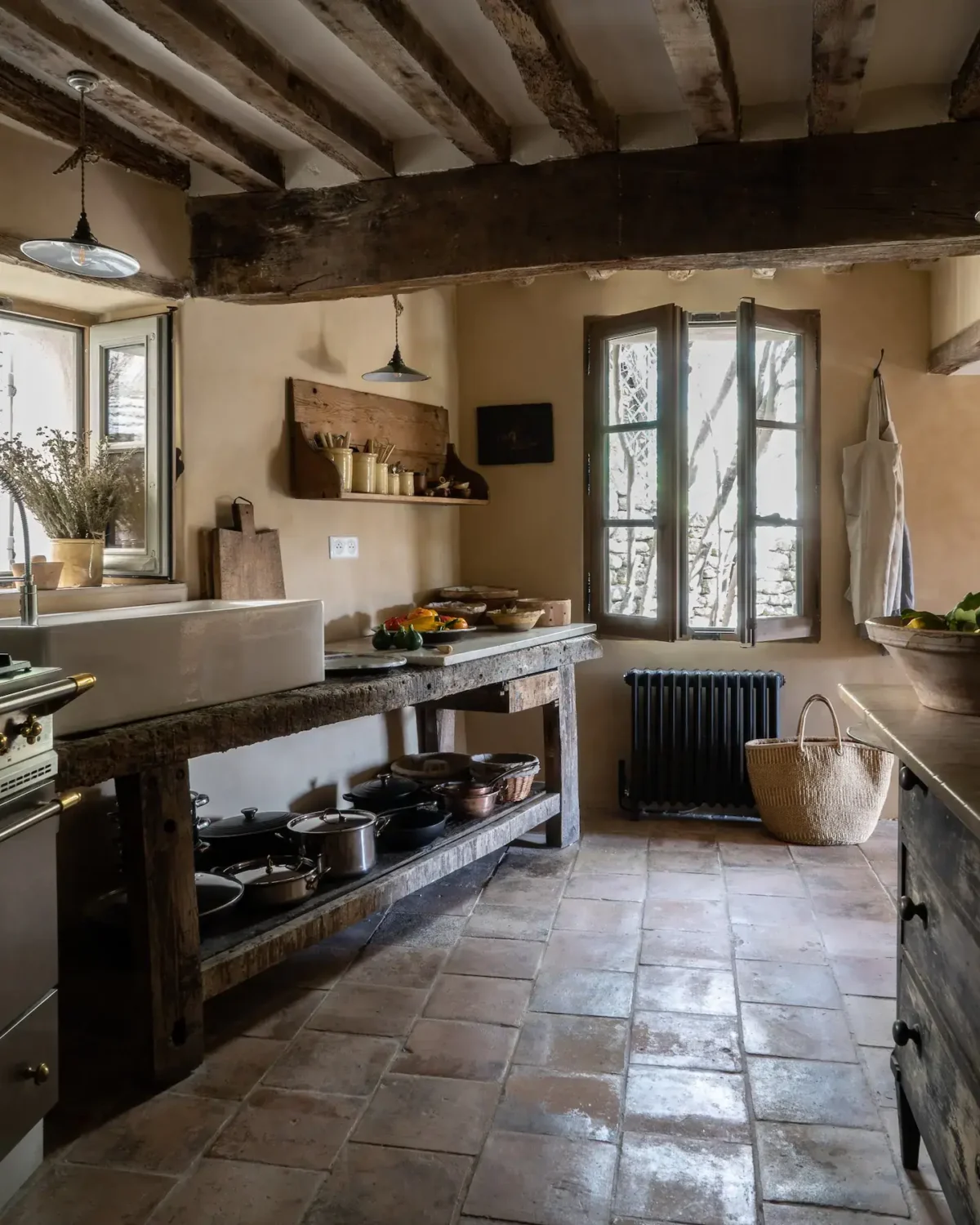 Provencal Maison Aumône is the Perfect French Country House 5 rustic-french-country-kitchen-wooden-beams-provence-country-house-nordroom