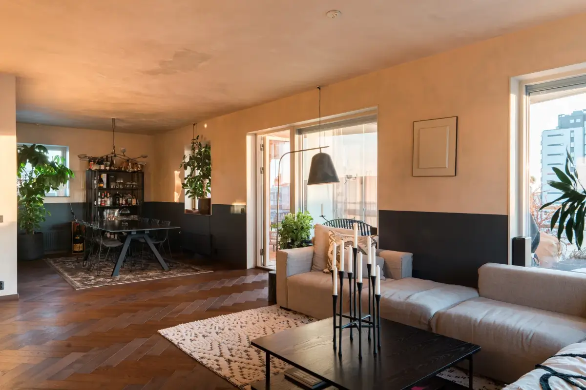 warm natural light living room